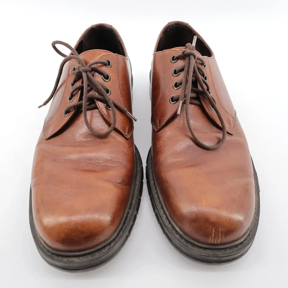 Polo Ralph Lauren Lug Sole Derby Shoes Brown Mens 9.5 D - Missing Insole